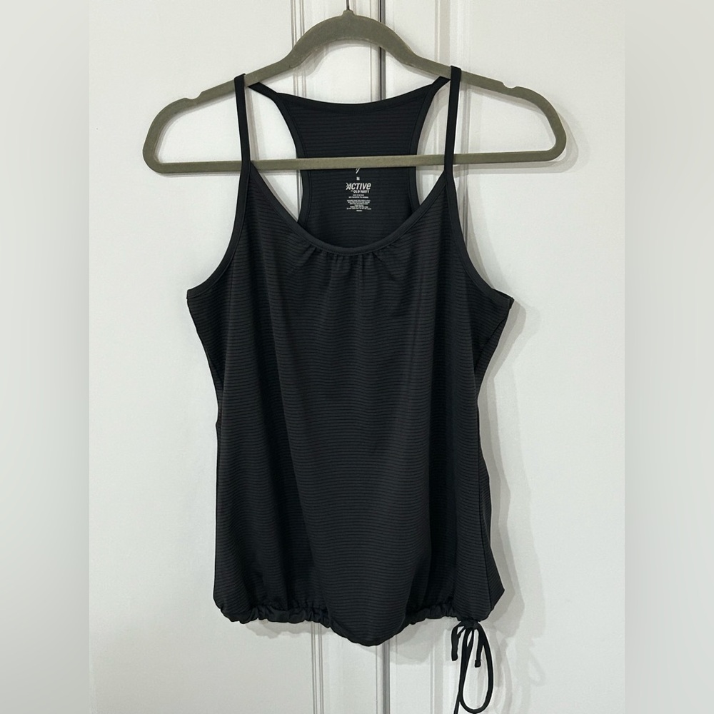 Old Navy Active Bubble Hem Tank Medium Black Ribbed Racerback
